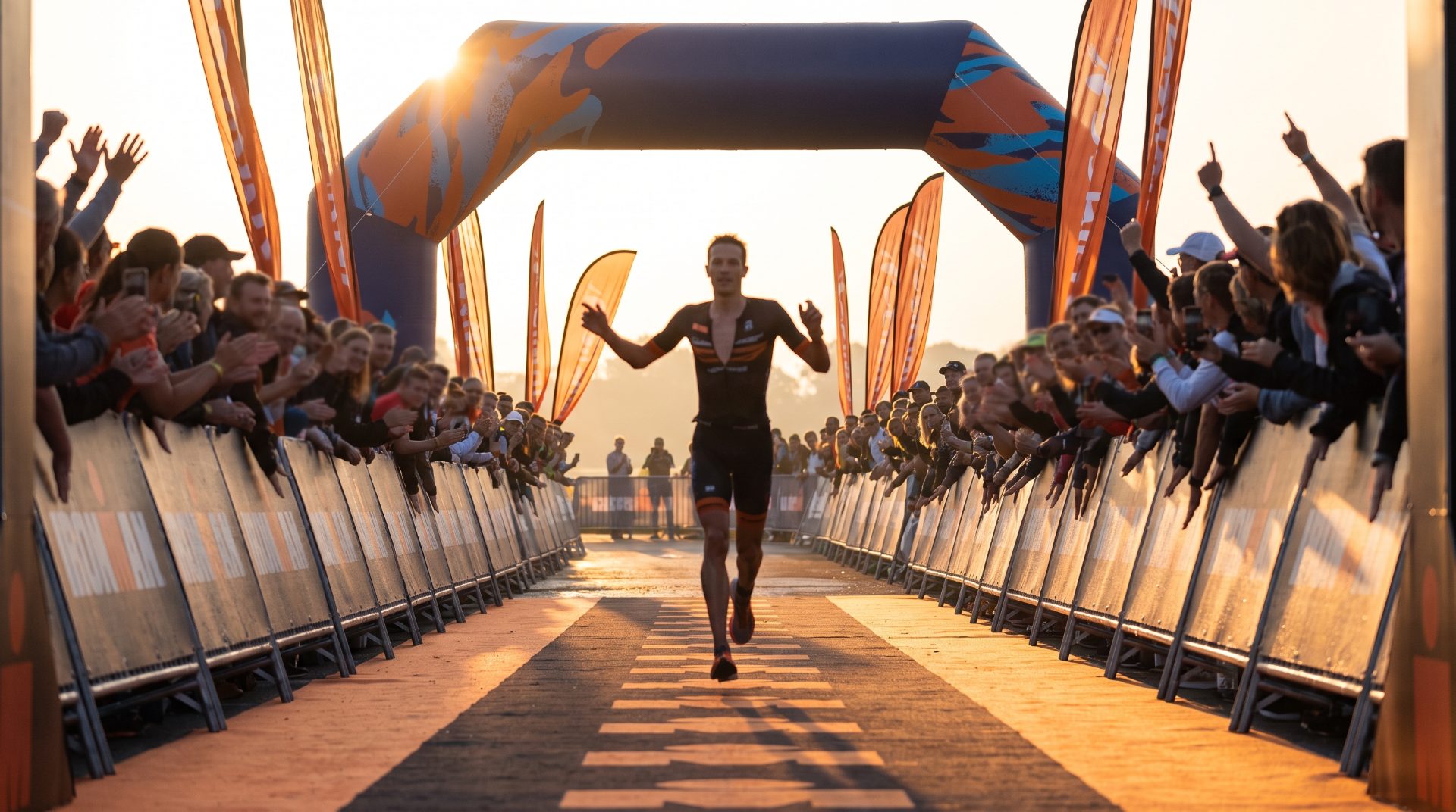 Race-day finish chute at an endurance event