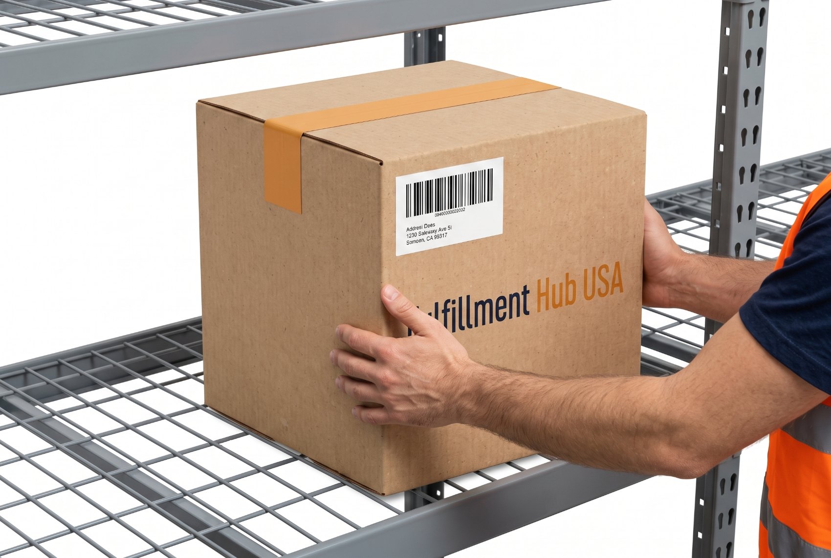 Putaway — the box is placed into warehouse shelving