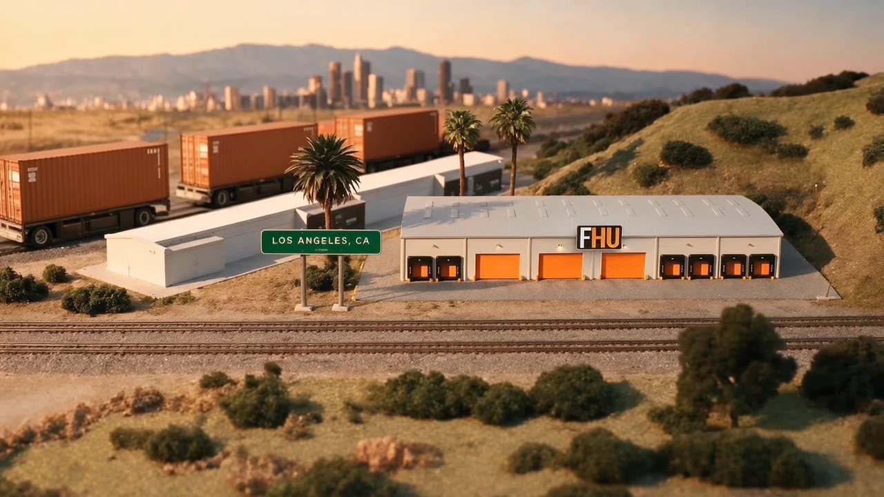 Miniature aerial view representing Los Angeles, California